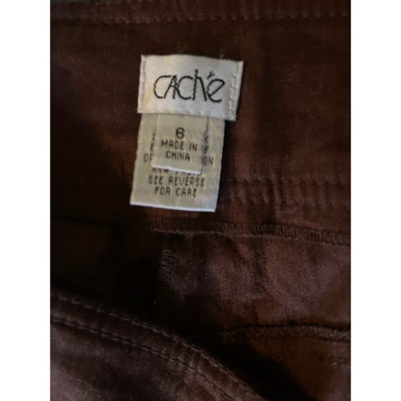 Cache Brown Linen Cargo Capris Wide Leg Size 6 - Picture 8 of 8